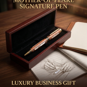 The Masterpiece: Handcrafted Luxury Wood & Mother-of-Pearl Pen